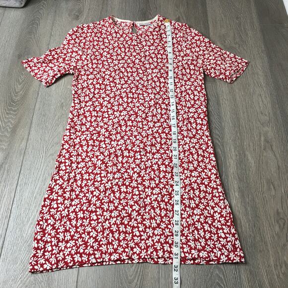Reformation Midi Dress Floral Short Sleeve Viscose Blend USA Made Red Medium - Picture 5 of 7